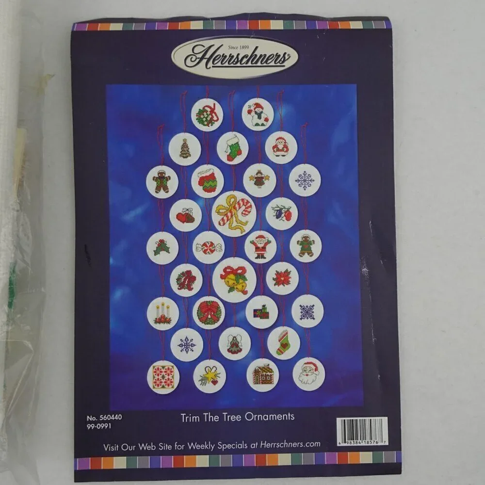 Herrschners Counted Cross Stitch Kit Trim the Tree Ornaments #56-0440 Christmas